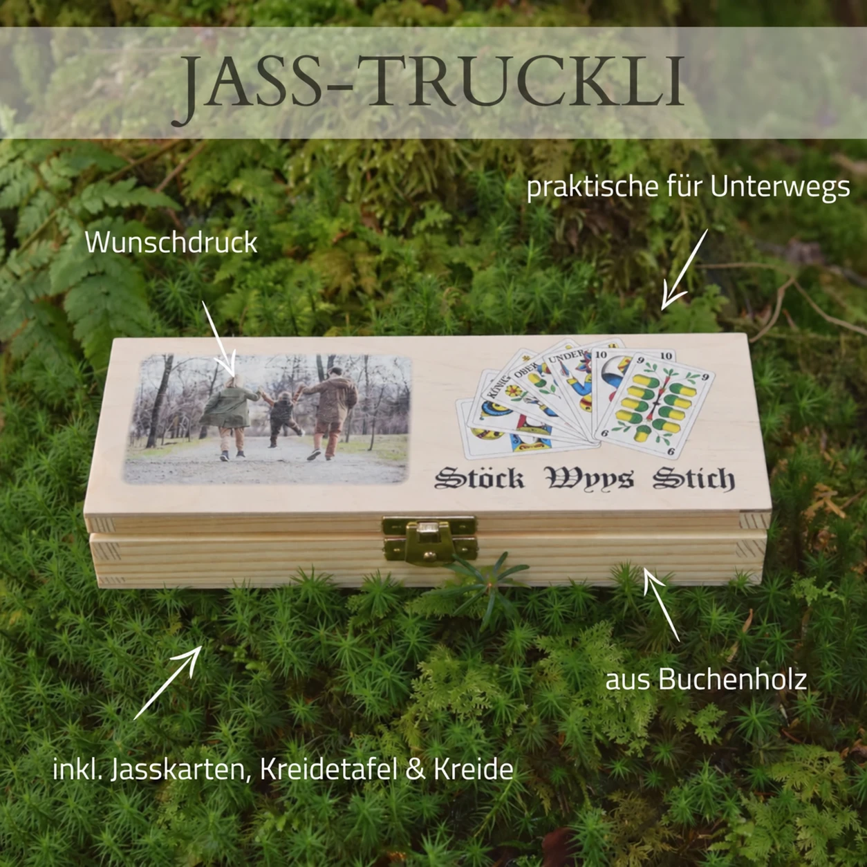 Jass-Truckli Buchenholz – Farbdruck Jassmotiv