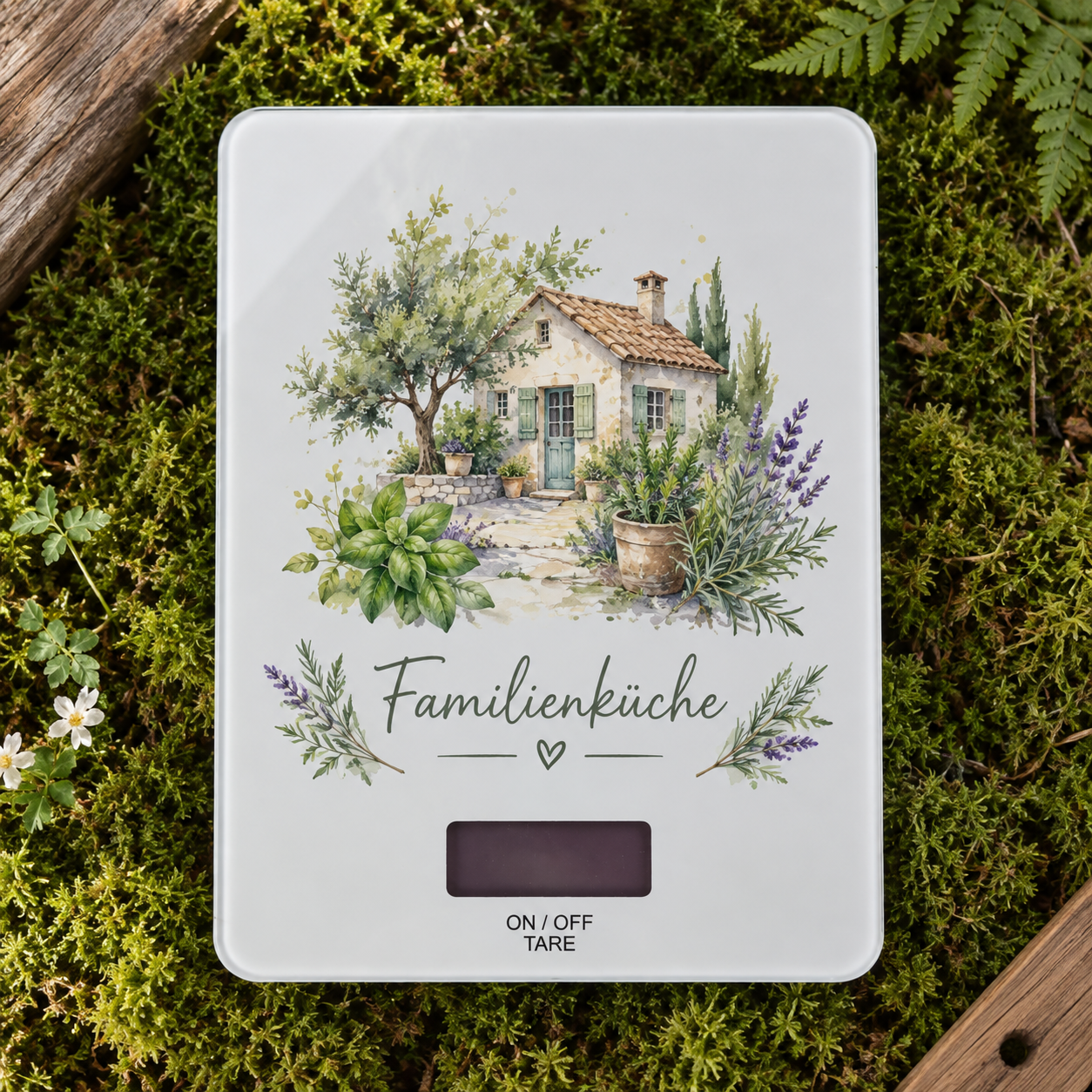 Küchenwaage Glas – Farbdruck Familienküche