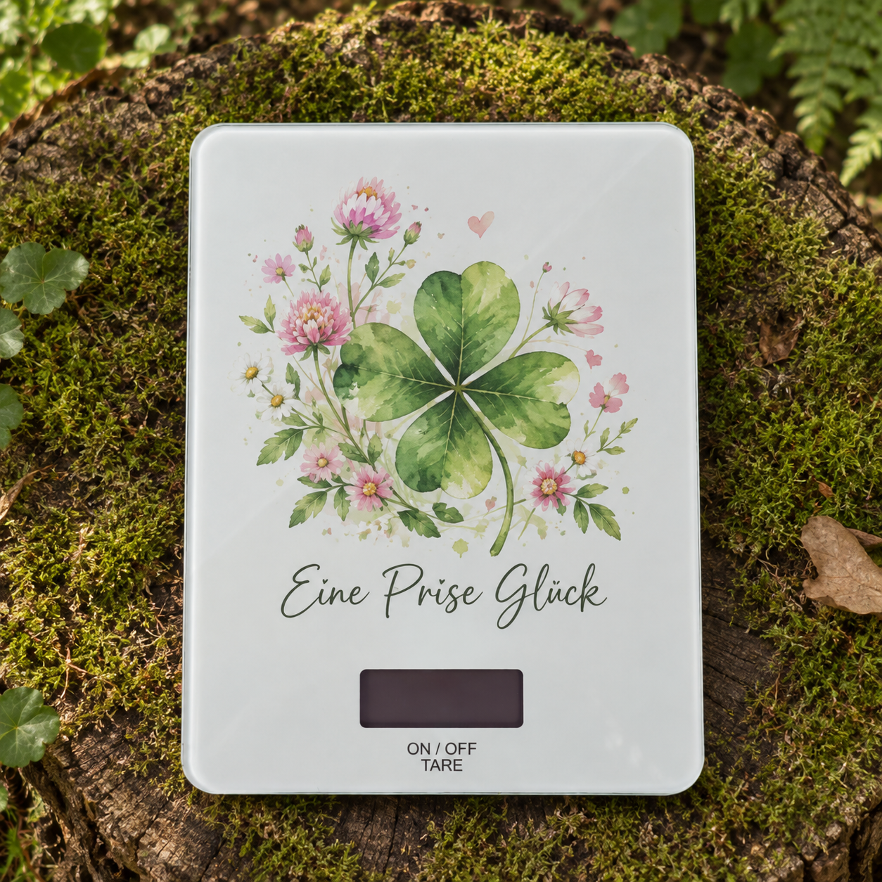 Küchenwaage Glas – Farbdruck Eine Prise Glück